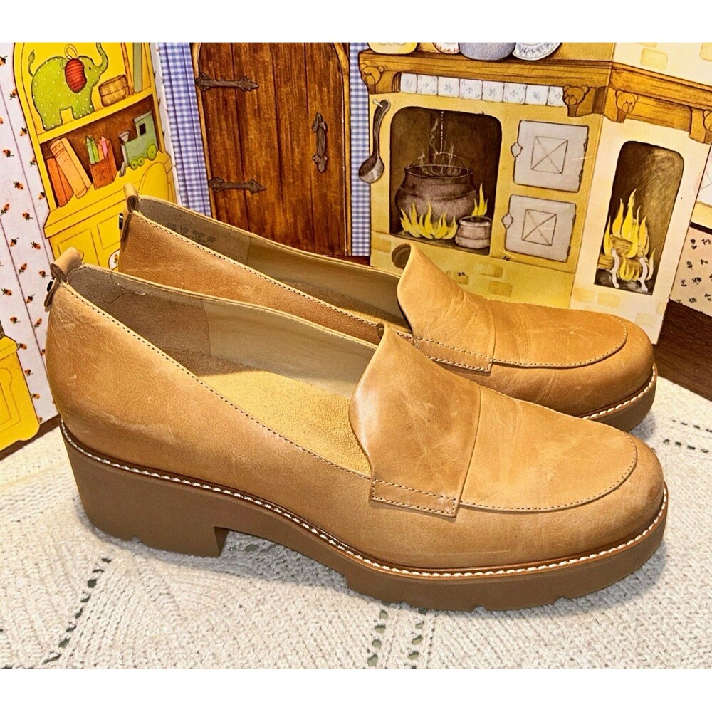 Naturalizer Darry Women's Size 12 M Tan Beige Leather Platform Loafers Shoes